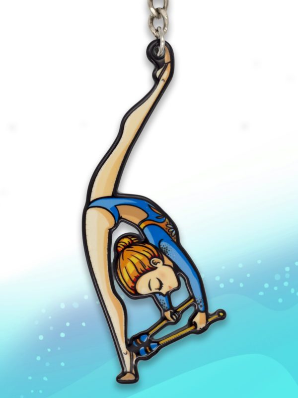 Брелок VERBA SPORT гимнастка с булавами (голубой) 8*3 см.