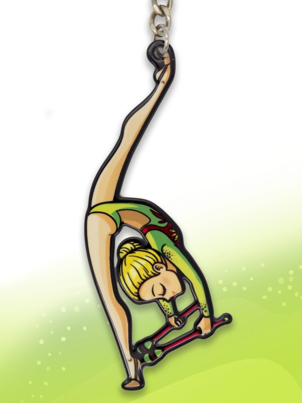 Брелок VERBA SPORT гимнастка с булавами (салатовый) 8*3 см.