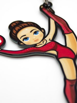 Брелок VERBA SPORT гимнастка с мячом (красный) 8*4,5 см.