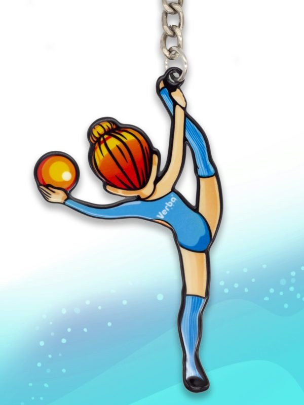 Брелок VERBA SPORT гимнастка с мячом (голубой) 8*4,5 см.