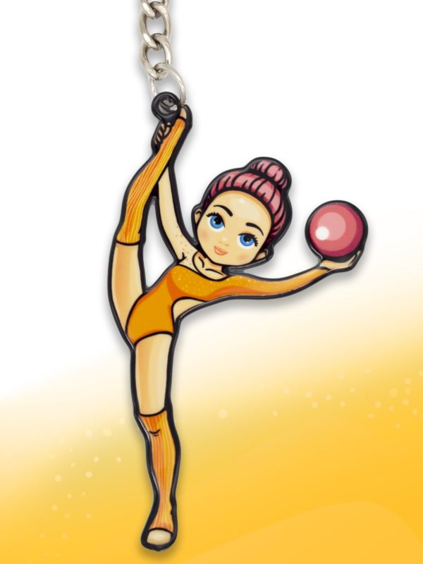 Брелок VERBA SPORT гимнастка с мячом (оранжевый) 8*4,5 см.
