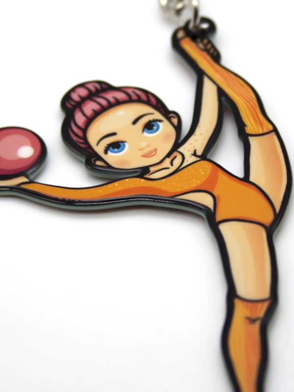Брелок VERBA SPORT гимнастка с мячом (оранжевый) 8*4,5 см.