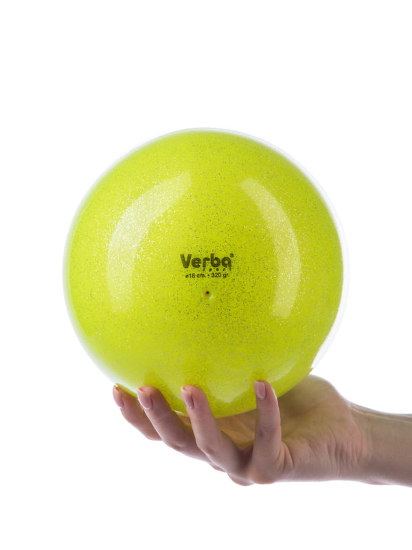 Мяч Verba Sport 16см. с блёстками лимонный